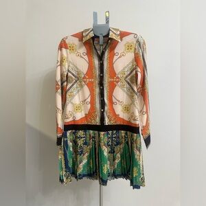 Colorful Patterned Button-Up Dress Size Large